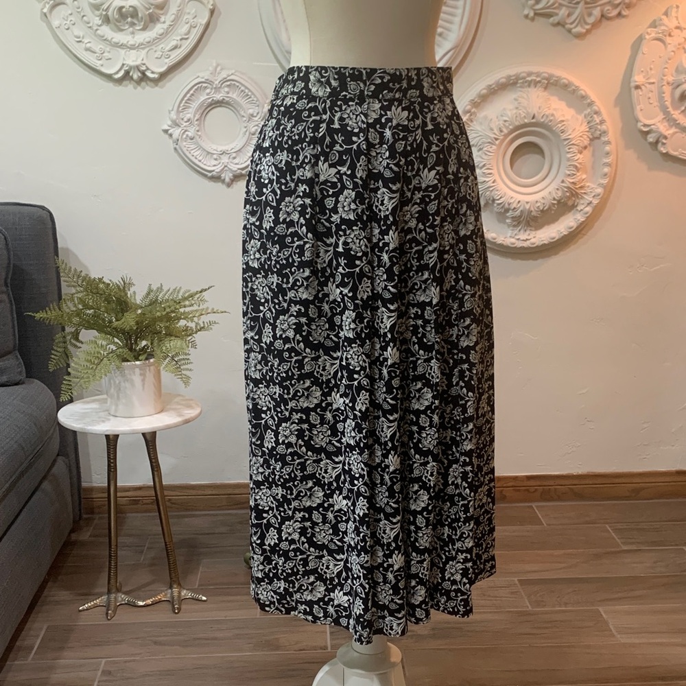 Floral Black and White Women's Skirt